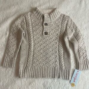 Cat & Jack Cream Chunky Cable-knit Fleece-lined Sweater Kids Size 4T NWT